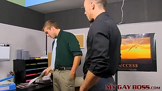 Employee Austin Ried seduced by his detached big wheel Kirk Cummings